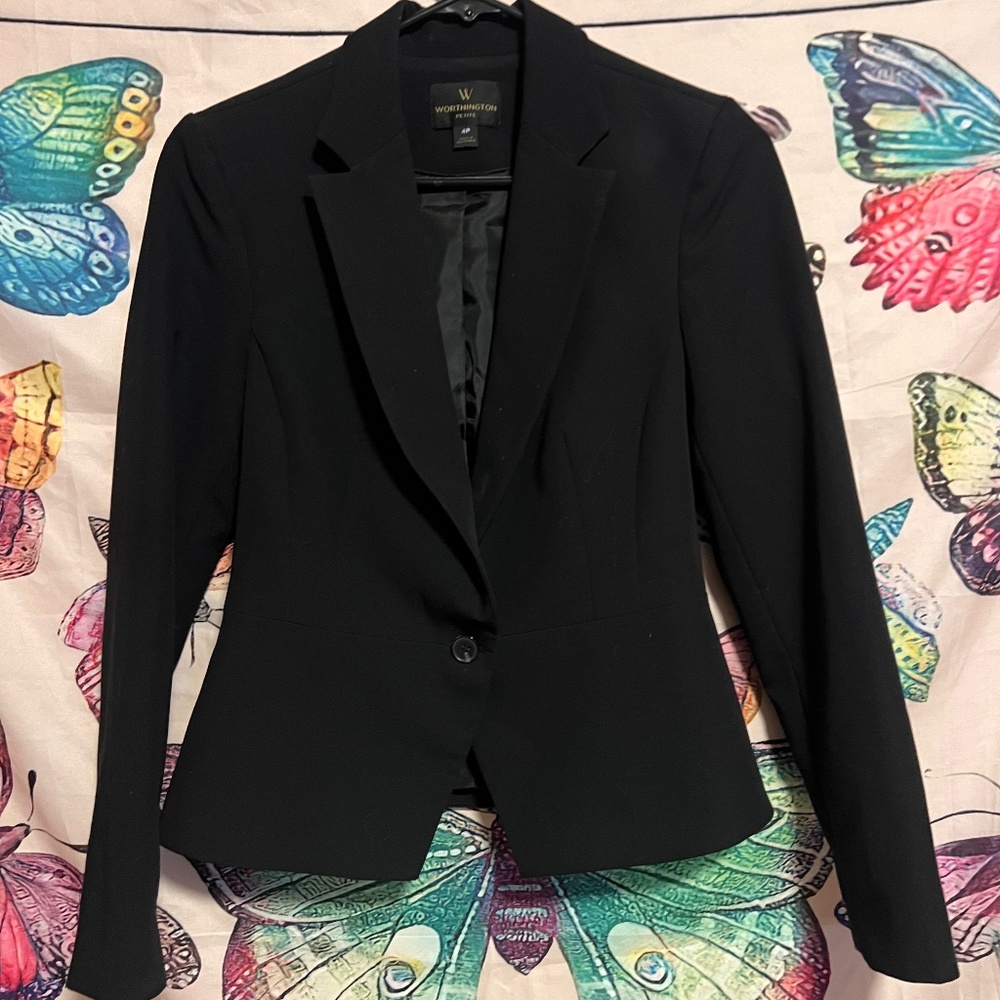 Black Petite One Button Blazer - image 1